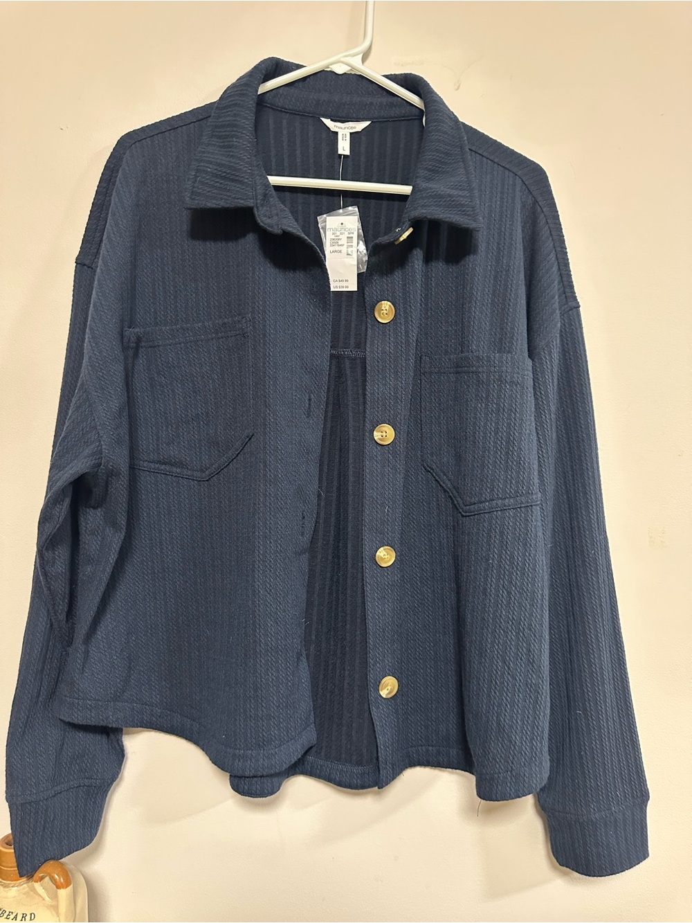 Maurices Navy Blue Button-Front Shirt Jacket